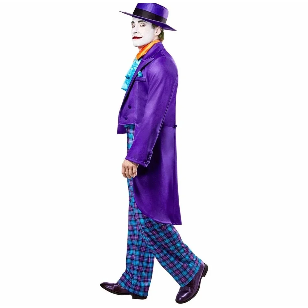 Rubies DC Comics The Joker Costume Mens Large Purple Tailcoat Plaid Pants Set